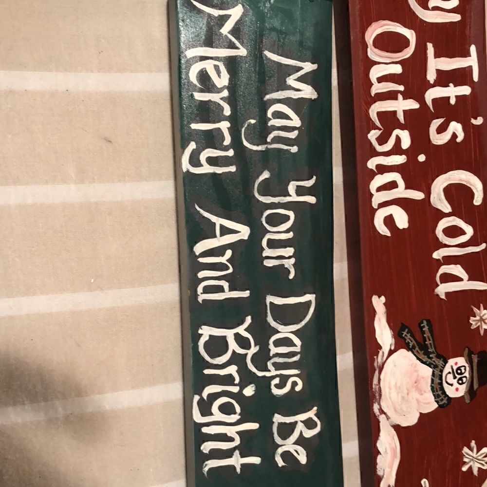 Christmas Handcrafted Two Painted Wood Signs - Picture 8 of 8